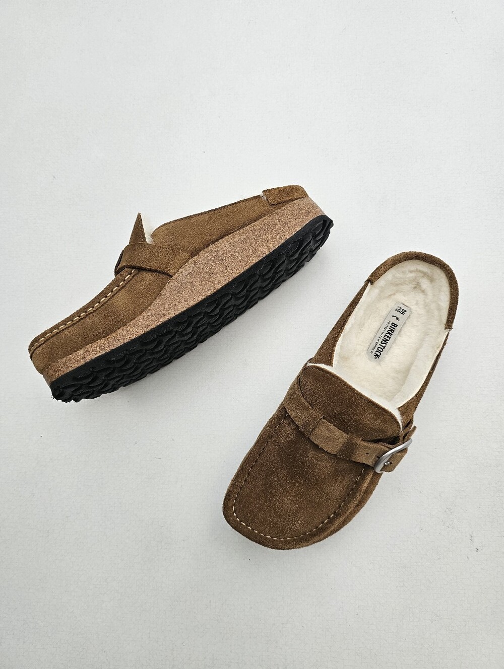 Birkenstock Buckley Suede Shearling  Clogs  Size 38